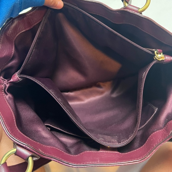 Coach Campbell Belle Bordeaux Burgundy Leather Shoulder Bag Gold Hardware - Picture 11 of 15